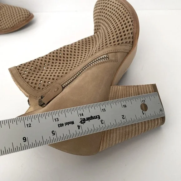 Paul Green Nubuck Booties Women US 8.5 Tan Bonzai Perforated Zipper Ankle Boots - Picture 15 of 16